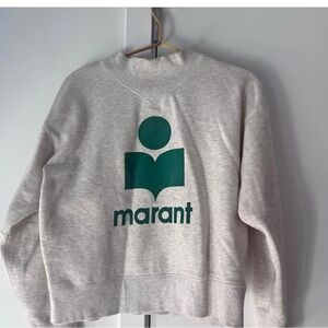 Isabel Marant Light Gray Sweater with Teal Logo